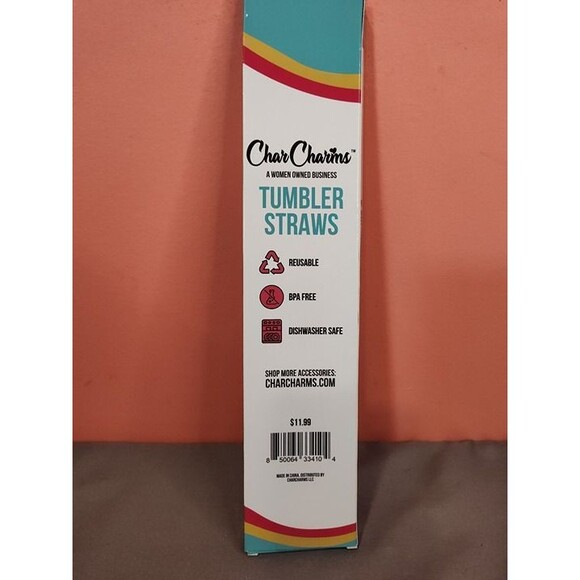 CharCharms Tumbler Straws 6 Pack Rainbow - Picture 2 of 2